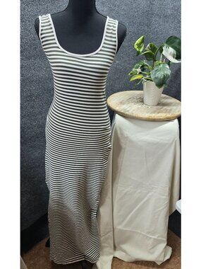 Tank Dress One Size Fit Most Green White Striped Sailor Chic Resortwear Beach